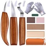 Olerqzer Wood Carving Tools for Beginners, 12-in-1 Wood Carving Kit with Carving Hook Knife, Whittling Knife, Chip Carving Knife, Gloves, Carving Knife Sharpener for Spoon, Bowl, Kuksa Cup