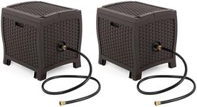 Suncast 2 Pack 175 ft. Wicker Style Resin Hose Hideaway with Hose Guide, Java, Mocha Brown