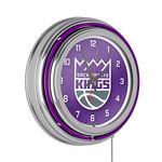 NBA Sacramento Kings Chrome Double Ring Neon Clock, 14"