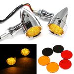 2pcs Chrome 20 LED Motorcycle Stop Brake Running Turn Signal Indicator Amber Lights For Harley Honda Chopper (Chrome with net-Amber Light)