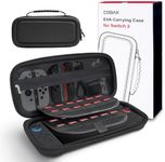CoBak Large Capacity Carrying Case for Nintendo Switch 2 ( 2025 ) , Ultra Slim Premium EVA Travel Pouch with 24 Game Cartridges, Screen Protective Cover, Accessories Storage Bag, Black