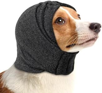 NACOCO Dog Calming Hoodie Adjustable - Anti-Slip Hematomas Noise No Shake Head Wrap Ear Covers Muffs for Dogs Anxiety Relief Noise Canceling Protection Fireworks Grooming Medium (Grey,M)
