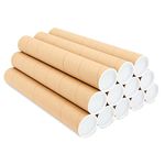 12 Pack Mailing Tubes with Caps, 2x16 Inch Kraft Paper Round Cardboard Mailers for Shipping Posters, Art Prints, Maps, Blueprint (Brown)