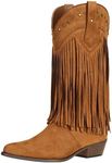 SheSole Women's Fringe Western Cowboy Boots Wide Calf Cowgirl Brown US 11