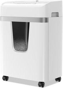 Bonsaii Destructeur de Documents Papier 12 Feuilles, P-4, Broyeur Papier pour Cartes Bancaires, Trombonnes, CD, Corbeille 20L avec Fenêtre, 15 Min Fonctionnement Continu, pour Bureau et Maison, C282-A