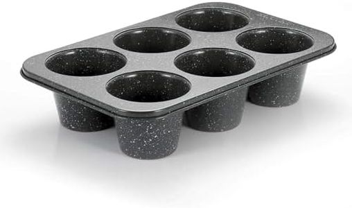 OBELGEOYA Non-Stick Popover Pans - 6-Cavity High Carbon Steel Tray Mold for Baking, Stainless Steel Jumbo Size for Premium Muffins, Homemade Cupcakes, Breads - Professional Bakery Kitchen Oven (Black)