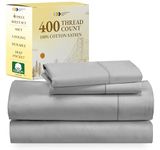 California Design Den 100% Cotton Sheets - Softest 4-Pc Cooling Sheets for Bed, Deep Pockets, 400 Thread Count Sateen, Bedding Sheets & Pillowcases,Queen Sheets (Light Gray)