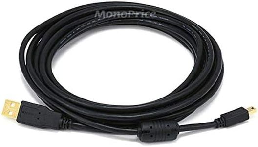 Monoprice 10-Feet USB 2.0 A Male to Mini-B 5pin Male 28/24AWG Cable with Ferrite Core (Gold Plated) (105449)