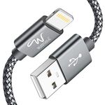 Wayona Nylon Braided Lightning USB Data Sync & 3A Charging Cable for iPhones, iPad Air, iPad Mini, iPod Nano and iPod Touch (3 FT Pack of 1, Grey)