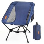 RISEPRO Upgraded Outdoor Camping Chair Portable Lightweight Folding Camp Chairs with Study Triangular Structure & 2-sided Pocket for Outdoor Backpacking Hiking Travel Picnic Fishing Navy Blue