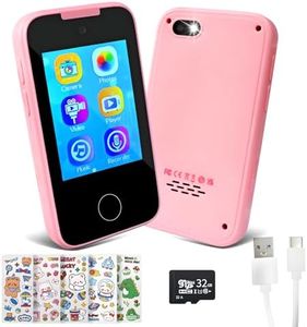 YYPLIAN Kids Smart Phone for Girls Boys, Smart Phone for Kids Ages 3-9, Play Toy Phone Learning Toy with Music Player 8.5Mp Dual Camera with Cartoon Stickers 32G SD Card