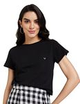 Allen Solly Women's Regular T-Shirt (AHKCCRGPP98080- Black XL)