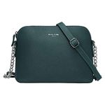 David Jones - Women's Small Crossbody Bag - Chain Shoulder Bag - Saffiano PU Faux Leather Rigid Messenger Bag - Evening Party City Clutch - Ladies Zip Handbag - Fashion Elegant Simple - Green