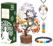 Seven Chakra Tree of Life - Crystal Tree for Positive Energy - Tree of Life Decor - Feng Shui Tree Decor - 7 Chakra Tree, Money Tree Bonsai - Stone Tree - Spiritual Gifts - Home Decor - Crystal Decor