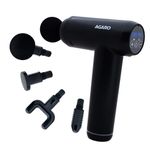 AGARO Imperial Gun Massager Deep Tissue Handheld Massager, Up to 99-Level Control, 4 Heads, Rechargable, Muscle Relaxation of Neck, Shoulder, Back, Foot for Men & Women, Post-Workout Recovery & Muscle Relief, Black