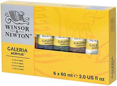 Winsor and Newton 60-Milliliter Galeria Acrylic Paint, 6-Pack, Assorted