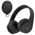 PowerLocus Wireless Bluetooth Over-Ear Stereo Foldable Headphones, Wired Headsets Noise Cancelling with Built-in Microphone for iPhone, Samsung, LG, iPad (Black)