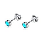 Artskin G23 Titanium Crystal Stud Earrings for Women Men Girls Hypoallergenic Blue Earring Studs Nickel Free 4mm Dainty Elegant Classic Stud Earrings for Sensitive Ears