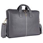 HAMMONDS FLYCATCHER Genuine Leather Office Bag for Men - Laptop Bag for Men - Padded Laptop Compartment - Fits 14 Inch Laptop - Adjustable Strap - Leather Bag for Men - 1 Year Warranty - Grey