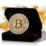 Golden Bitcoin Coin in Velvet Gift 