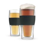 Host Freeze Beer Glasses, Frozen Beer Mugs, Freezable Pint Glass Set, Insulated Beer Glass to Keep Your Drinks Cold, Double Walled Insulated Glasses, Tumbler for Iced Coffee, 16oz, Set of 2, Black