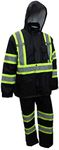 RK Industries Group, Inc. TBK66 Class 3 Rain suit, Jacket, Pants High Visibility Reflective Black Bottom with X Pattern(5XL, Black)