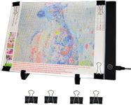 JUSONEY A4 LED Light Pad for Diamond Painting- Adjustable Brightness Drawing Board with Stand and Fasten Clips- USB Powered Light Board for Diamond Art Accessories Sketching Animation Artists