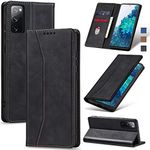 Jasonyu Flip Wallet Case for Samsung Galaxy S20 FE 5G,Leather Magnetic Folio Cover with Card Holder,Kickstand - TPU Shockproof Durable Protective Phone Case,Black