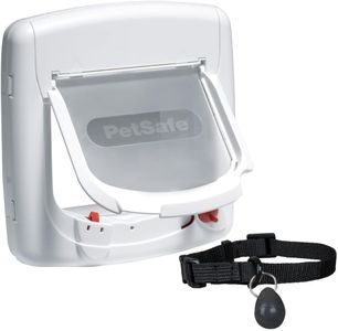 PetSafe Magnetic 4-Way Locking Cat Flap – Selective Entry, White/Woodgrain