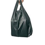 Sabco - 8 x 13 x 18" Strong Black Vest Style Plastic Carrier Bags | Heavy Duty 20mu | Hi Tensile Vest Bottle Carrier Bag (100)