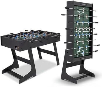 Costway Folding Foosball Table, 48” Competition-Sized Soccer Table with 2 Balls & Slide Scorers, 22 Players, Space-Saving Indoor Soccer Game Table Set for Family Night, Party, Kids & Adults (Black)