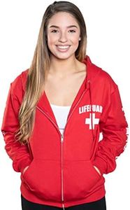 LIFEGUARD Zipper Hoodie - Sweatshirt Apparel Ideal for Men, Teens, Girls, Mens, Red, X-Large
