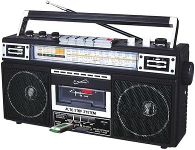 Retro 4-Band Radio and Cassette Player with Bluetooth (Black)