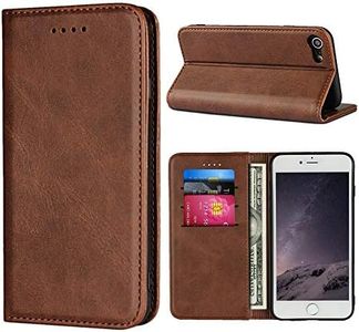 Cavor for iPhone SE 2020/ SE 2022 Case,iPhone 7 8 Case,Cowhide Pattern Leather Magnetic Wallet Case Cover with Card Slots(4.7")-Dark Brown