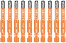 JOERIC Orange 1/4" Dry Diamond Drill Bit Set, 10 PCS 6mm Ceramic Drill Bit Diamond Core Drill Bit Tile Drill Bit with Storage Case for Granite Marble Tile Ceramic Stone Glass (Not for Wood)