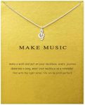 Classic Music Note Pendant Necklace Simple Lovely Clavicle Necklace for Women Music Lover Musican Gifts with Meaning Card, Zinc, No Gemstone