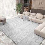 Boho Area Rugs for Living Room Carpet 8x10 Area Rug Machine Washable Rugs for Bedroom Modern Moroccan Neutral Farmhouse Rugs for Office Dining Room Non Slip Large Grey Rug