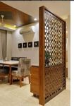 Sylvan Artistry Wooden Room Divider only | Wooden Partition for Living Room | Room Separator | Office Wooden Separator Between Room and Kitchen(Teak Wood Color,6 * 4ft)/ only partition no Cabinet