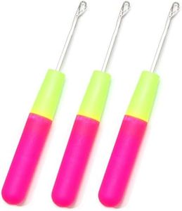 Leevia 3 Pack Plastic Handle Crochet Needle Hook For Hair Braiding Micro Braids, Hair Extension, Feather and Dreadlock Beads