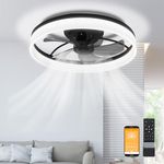 Tom-shine LED Ceiling Fans with Lights, Fan Reversible 6 Speeds 3-Color Modern Bedroom Fan Ceiling Light Timing Low Profile Quiet Dimmable Fan Light with Remote and APP Control, 50CM