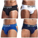 SKYSPER Men's Jockstrap Breathable Mesh Gym Underwear 4 Pack, Workout Athletic Supporter Jock Straps for Men