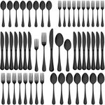 Wildone 40-Piece Black Silverware Set, Stainless Steel Flatware Cutlery Set Service for 8, Tableware Eating Utensils Include Knives/Forks/Spoons, Mirror Polished, Dishwasher Safe