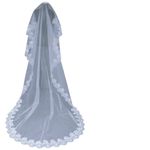 Generic 3M Long 1 Layer Lace Edge Vintage Cathedral Wedding Bridal Veil(Ivory)