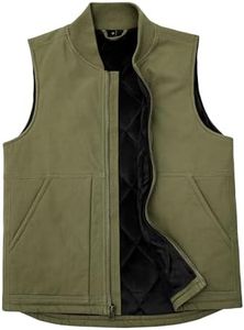 ZENTHACE Insulated Quilted Winter Vest for Men Zip Up Tactical Hunting Outdoor Work Utility Canvas Warm Sleeveless Jacket Army Green M