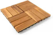 Villa Acacia Wood Interlocking Deck Tiles for Outdoor Patio and Floors (12 x 12, Pack of 10, 12 Panels)