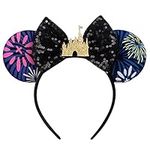 Minnie Ears Headband, RAZKO Sequin Mickey Ears Headband Mouse ears Headband for Women Girls Hair Accessories (Black Castle)