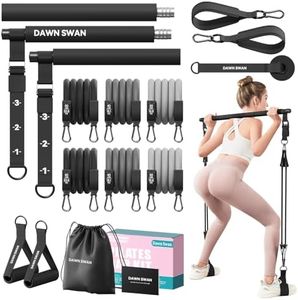 DAWN SWAN Pilates Bar Kit with Resistance Bands – Adjustable Home Gym Workout Equipment for Women & Men – Portable Pilates Equipment for Squats, Yoga & Full Body Toning