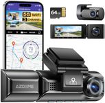 AZDOME M550 Pro 5G WiFi 3 Channel Dash Cam Built-in GPS, 4K+1080P Dual Dash Camera for Cars with 64GB Card, 1440P+1080P+1080P Front and Rear Inside, 3.19" IPS Screen, IR Night Vision, 24H Parking Mode