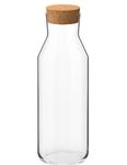 T Carafe Glass Bottle - 1 Litre Glass with Cork Lid, Clear Glass Bottle for Hot & Cold Beverages, Reusable Fabric Softener Jars, Storage Bottles with Stoppers