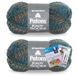 Patons Kroy Socks FX Yarn, Cascade Colors, 2-Pack Bundle with Bella's Crafts Stitch Markers